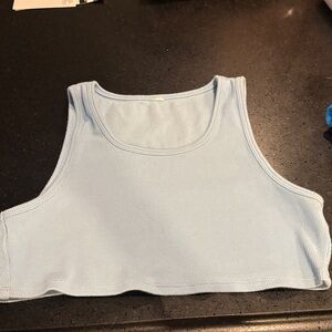 Alo Light Blue Ribbed Crop Top